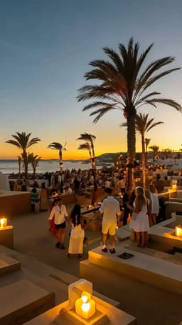 Bar du beach club au coucher de soleil